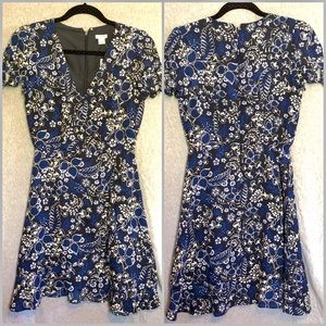 NWT J Crew faux wrap blue floral dress